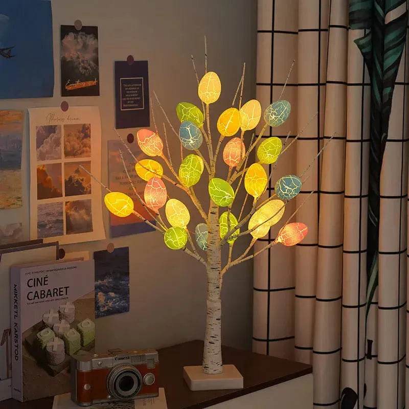 Easter Decoration 60cm Birch Tree Home Easter Egg LED Light Gift Spring Party Tabletop Ornaments Light Easter Party Kids Gifts - EX-STOCK Canada