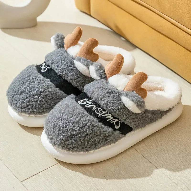 Christmas Shoes Winter Home Slippers Elk Soft Cozy Bedroom Slipper Slip On House Shoes - EX-STOCK Canada