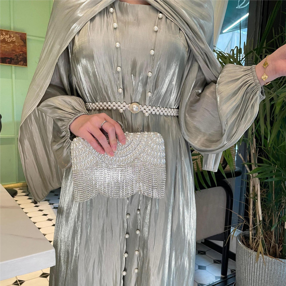 Muslim Clothing Streamer Yarn Three-piece Set Dress - EX-STOCK Canada