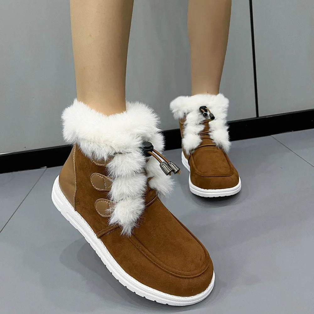 Fashion Suede Fleece Snow Boots Winter Warm Plush Round Toe Cotton Shoes Versatile Simple Short Boot For Women - EX-STOCK Canada