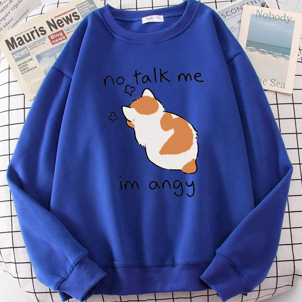 Women Chic Casual No Flattering Cat Print Crew Neck Sweatshirt - EX-STOCK Canada