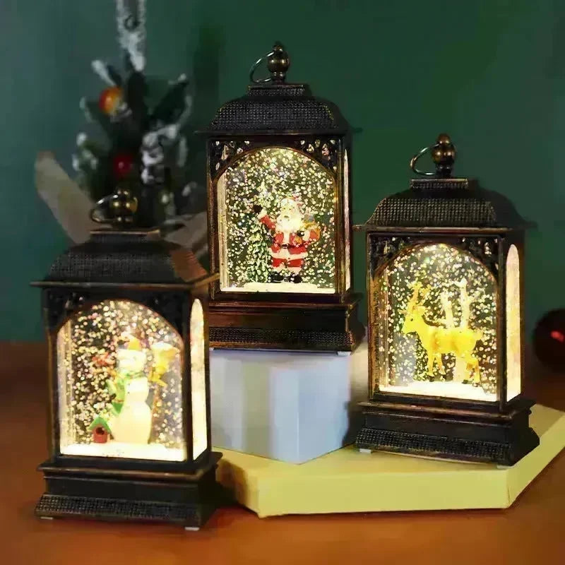 Christmas Decoration Luminous Water Injection Flat Storm Lantern Desktop Decoration - EX-STOCK CANADA