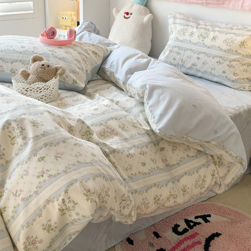 Four-piece Bed Set Pure Cotton Student Dormitory Duvet Cover Sheets EX-STOCK Canada