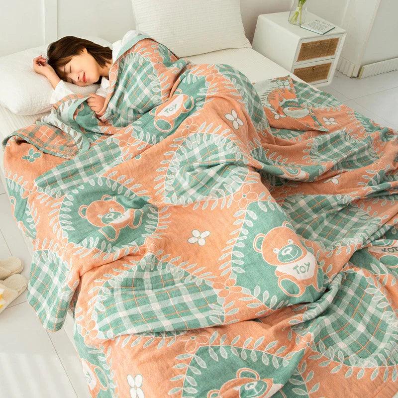 Cotton Four-layer Gauze Towel Blanket Air Conditioning Blanket Thin Duvet EX-STOCK Canada