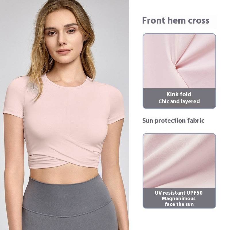 Fashion Short Sleeve Crop Workout Top for Women Yoga Crop Top - EX-STOCK Canada