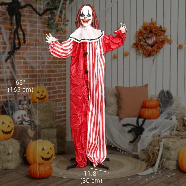Life Size Halloween Animated Clown With Red Light Up Eyes, Sound Activated Scary Halloween Decorations, Battery Operated EX-STOCK Canada