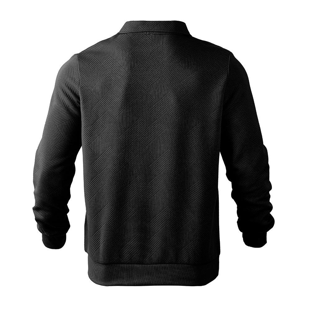 Lapel Jacquard Half-zipper Sweatshirt Fashion Solid Color Long-sleeved Tops For Men Clothing EX-STOCK Canada