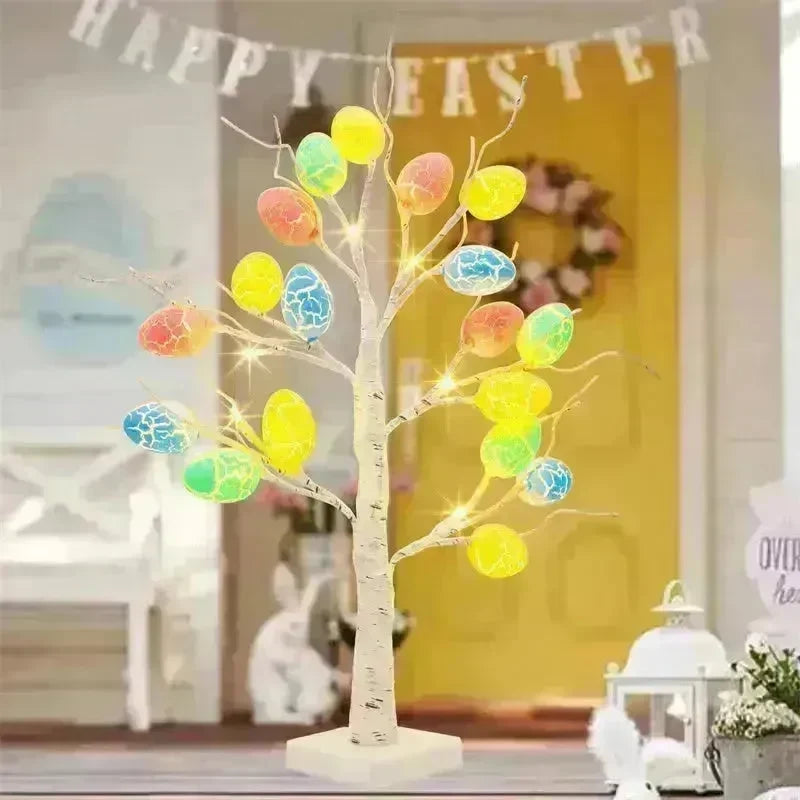 Easter Decoration 60cm Birch Tree Home Easter Egg LED Light Gift Spring Party Tabletop Ornaments Light Easter Party Kids Gifts - EX-STOCK CANADA