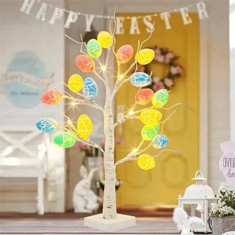 Easter Decoration 60cm Birch Tree Home Easter Egg LED Light Gift Spring Party Tabletop Ornaments Light Easter Party Kids Gifts - EX-STOCK Canada