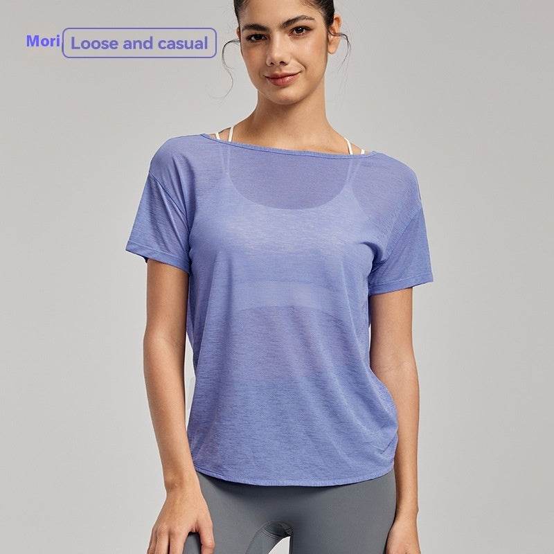 Draping Flab Hiding Yoga Clothes Blouse Sexy Beauty Back Mesh Workout Top - EX-STOCK Canada