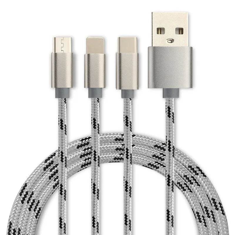 Three-in-one Mobile Phone Charging Cable - EX-STOCK Canada