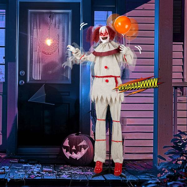 5.7ft Eye Red Light Vibration Clown Sound Voice Control, Standing Balloon Clown, Battery Model - Battery Not Included, Halloween Standing Decoration - EX-STOCK Canada