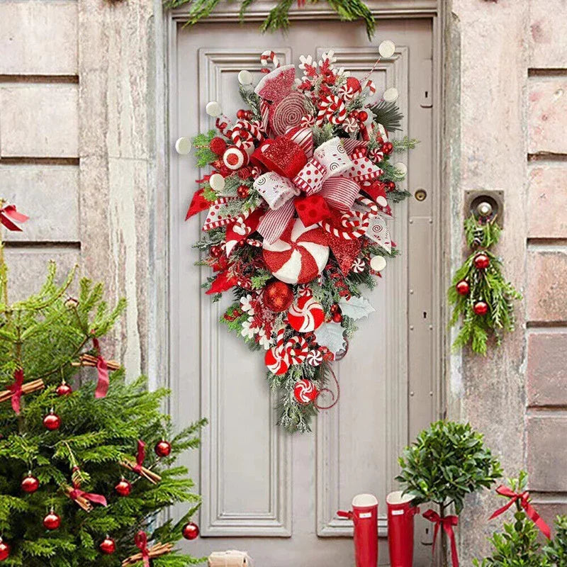 Christmas Wreath Candy Upside Down Tree Garland Artificial Xmas Ornament Hpme Porch Window Door Wall Hanging Decoration EX-STOCK Canada
