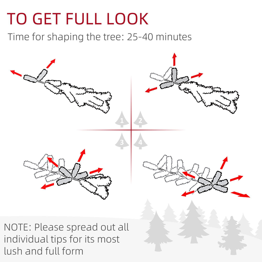 5ft Flocked Christmas Tree, Pencil Christmas Tree With Realistic Branch Tips, Folding Metal Stand EX-STOCK Canada