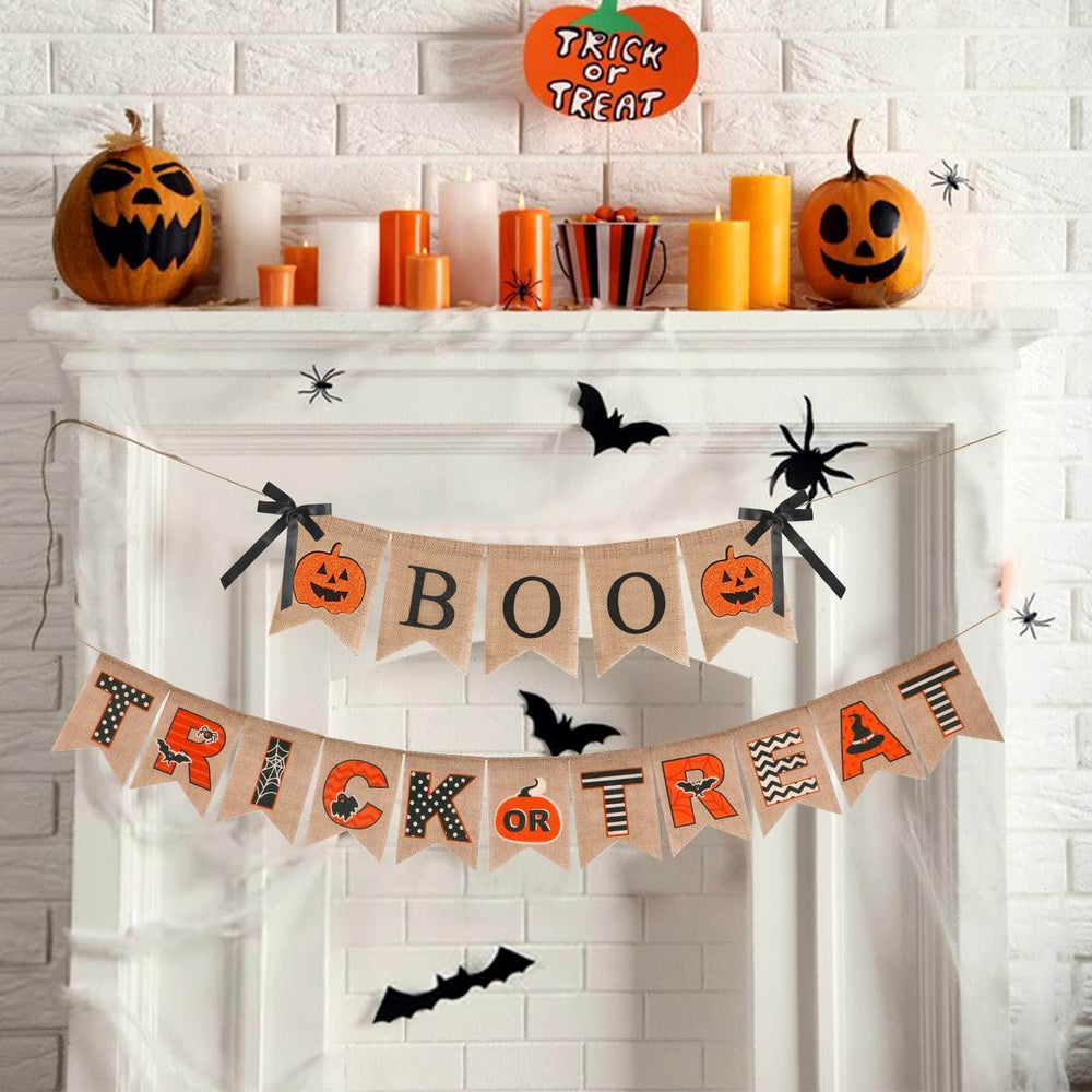 Halloween Burlap Banner Halloween Party Mantel Wall Hanging Supplies For Home Farmhouse Patio-Selling On Amazon Is Prohibited - EX-STOCK Canada