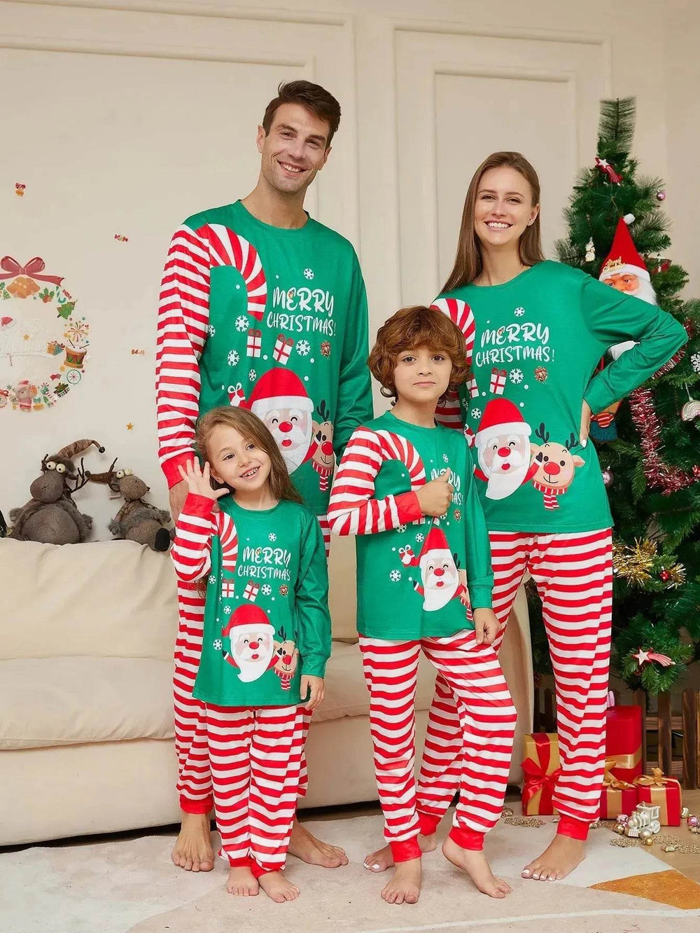 Cartoon Santa Claus Letter Printing Parent-child Christmas Pajamas Home Wear Suit - EX-STOCK Canada