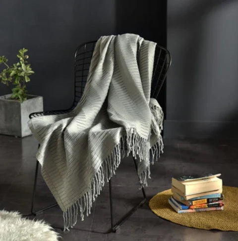 Fringed Knitted Small Blanket Napping Blanket Sofa Blanket EX-STOCK Canada