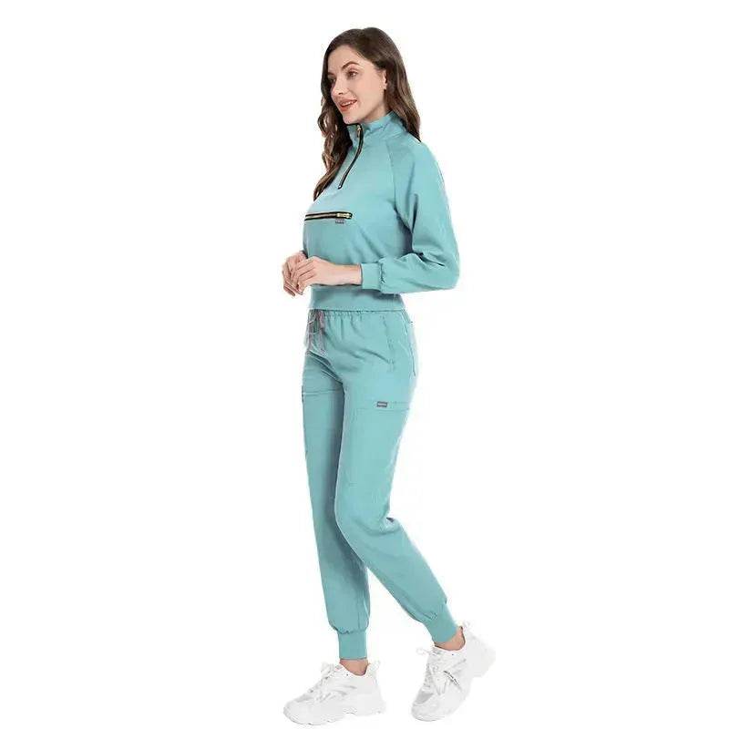 Leisure Jogging Surgical Gown Split Hospital Surgical Gown Stretch Nurse Suit - EX-STOCK Canada