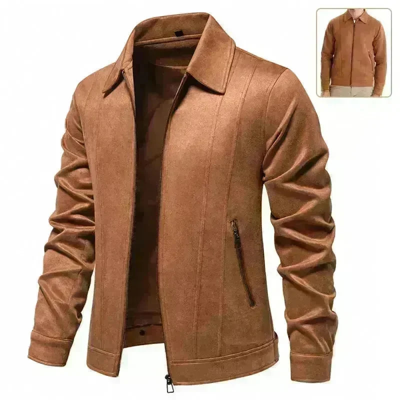 Fashion Lapel Zipper Jacket Autumn And Winter Solid Suede Coat Men's Clothing Outdoor - EX-STOCK CANADA