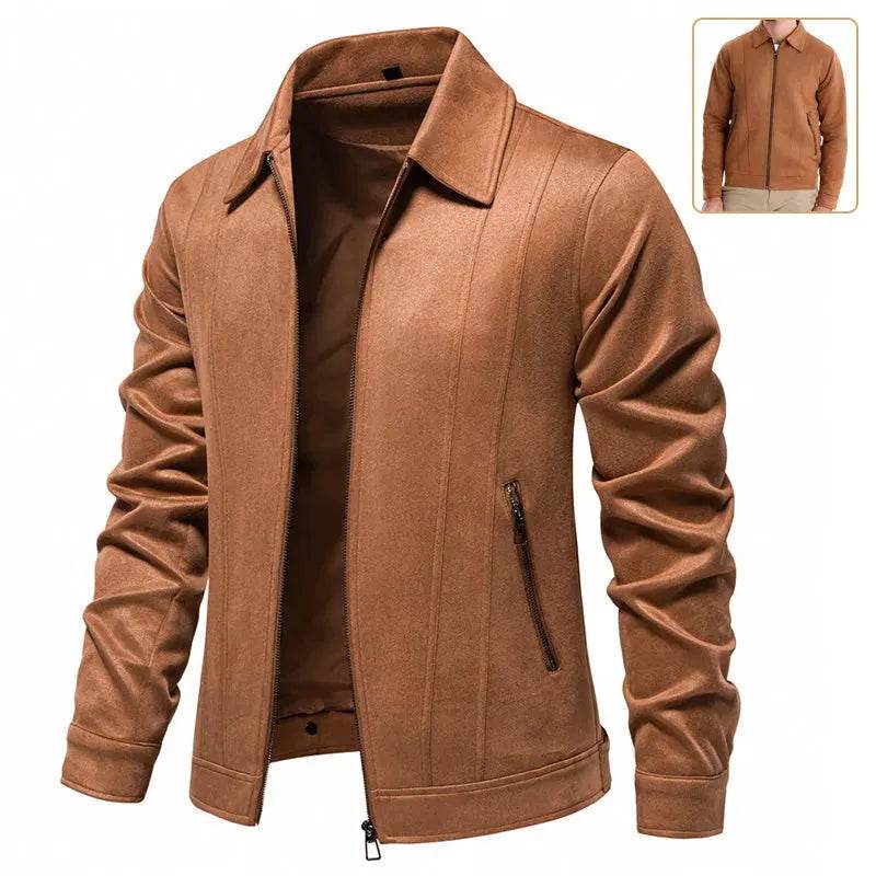 Fashion Lapel Zipper Jacket Autumn And Winter Solid Suede Coat Men's Clothing Outdoor - EX-STOCK Canada