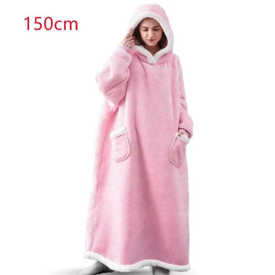 Fleece Oversized Hoodie Blanket Winter Warm Home Clothes Women Men Oversized Pullover With Pockets - EX-STOCK Canada
