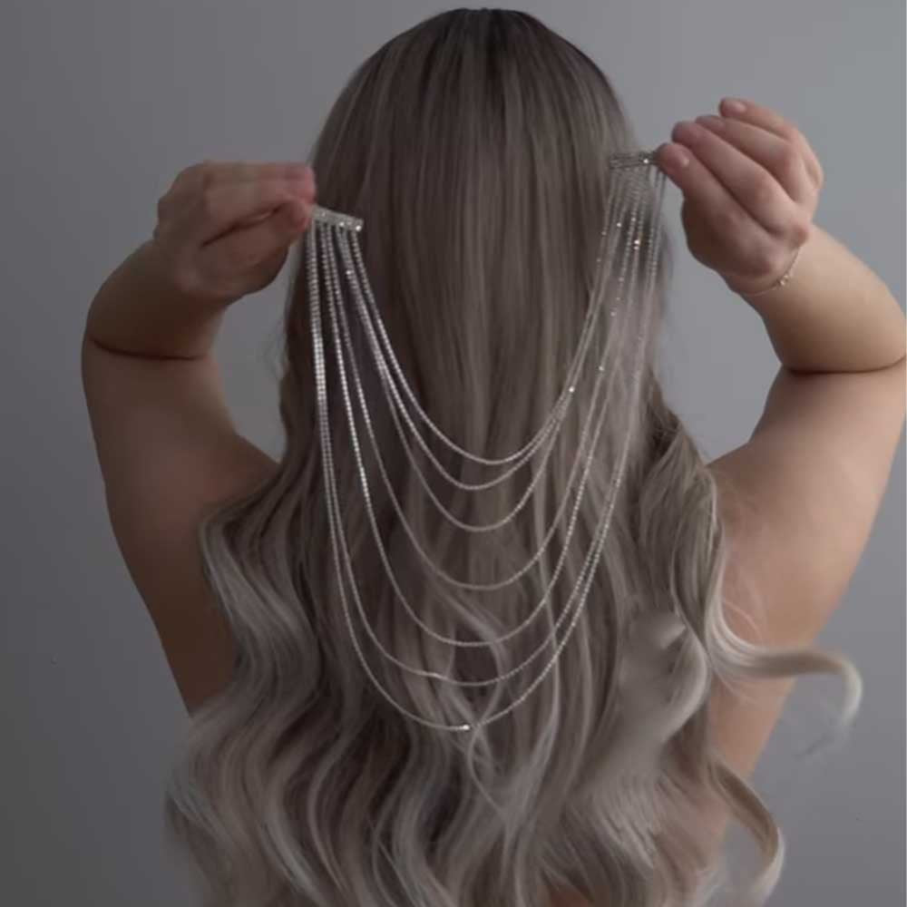 Multi layer Rhinestone Hair Chain Bridal Hair chain clip