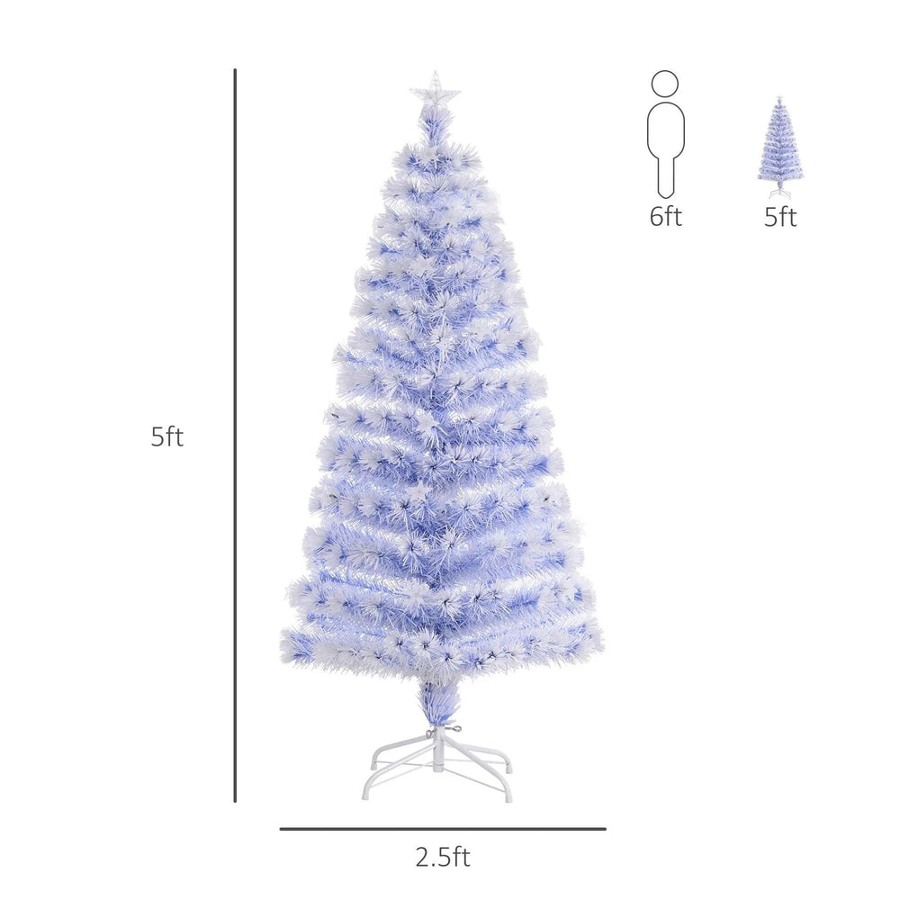 Sapin de Noël de 5 pieds pré-éclairé à fibre optique LED, sapin de Noël artificiel décor saisonnier avec support, décoration d'hiver pour les fêtesEX-STOCK Canada