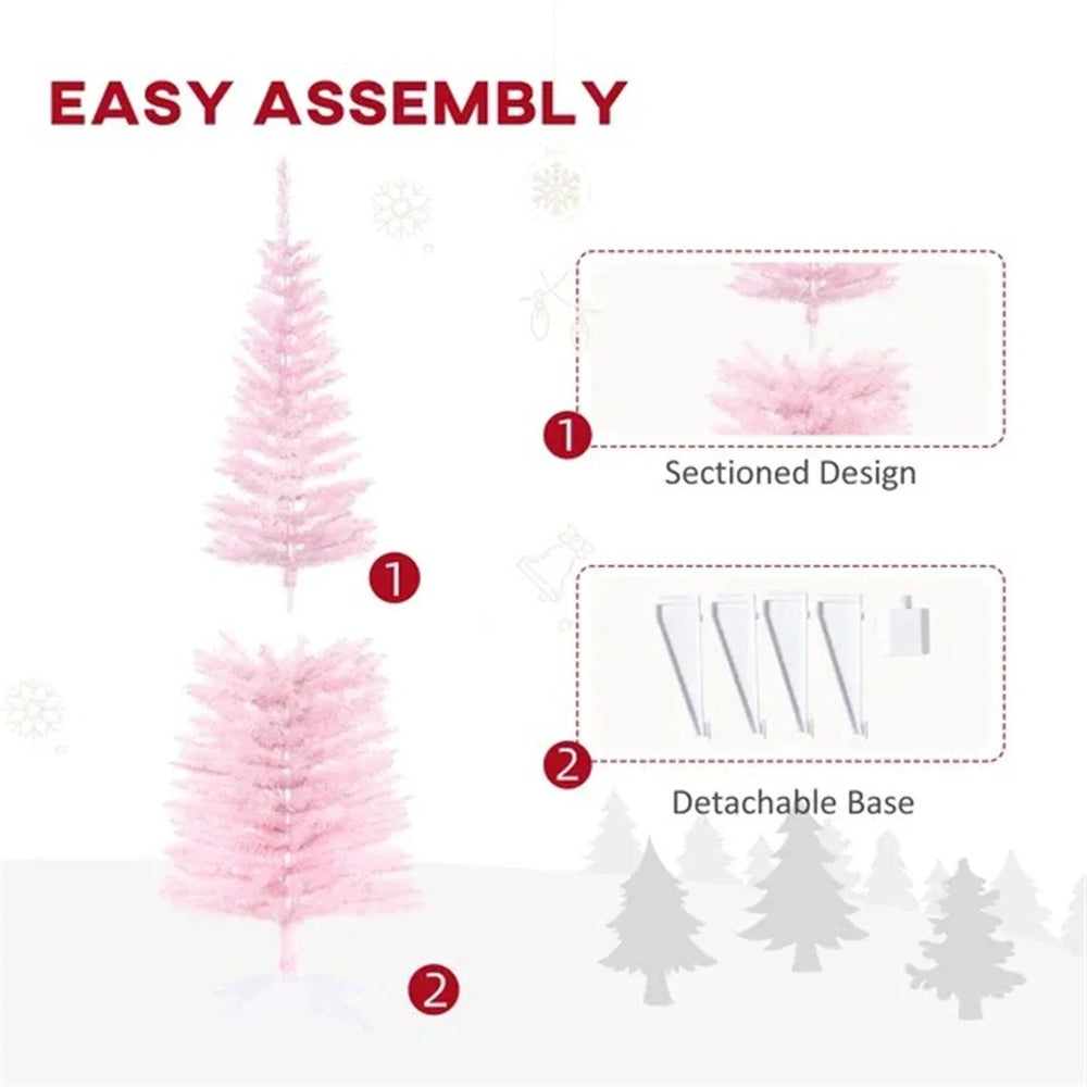 5FT Artificial Christmas Tree, Pencil Christmas Tree With Realistic Branches, Stable Stand EX-STOCK Canada
