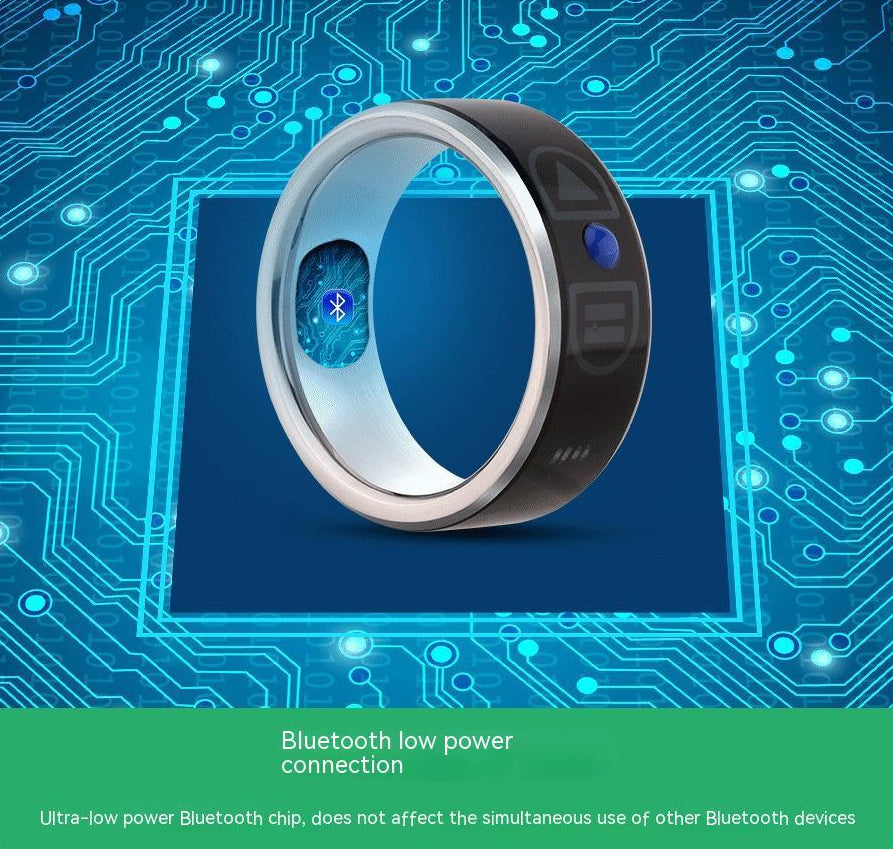 Black Bluetooth Smart Control Ring for E-Books & Music – Sizes 6–12