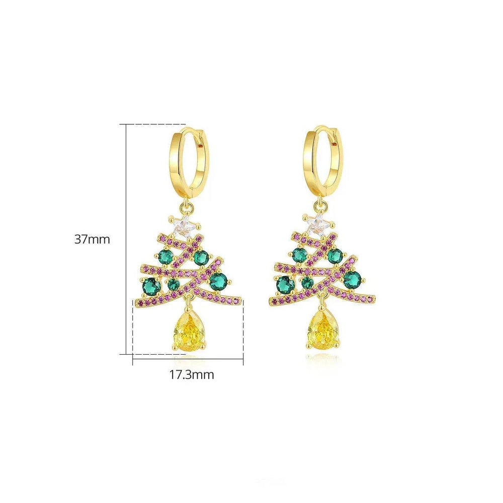 New Christmas Tree Earrings With Colorful Rhinestones Fashion Personality Shining Earrings Gift For Women Jewelry - EX-STOCK Canada