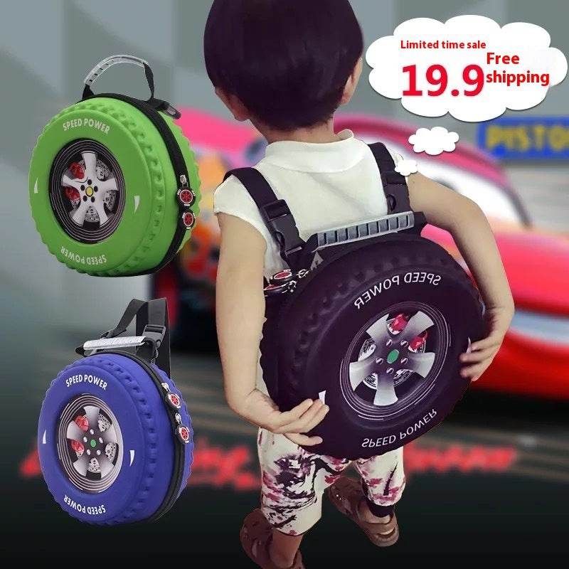 Kid's Small Schoolbag Personalized Creative 3D Cartoon Tire Kindergarten Backpack - EX-STOCK Canada