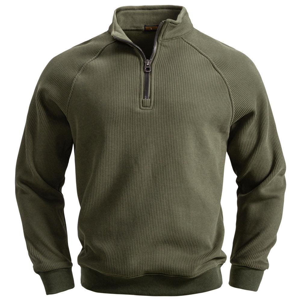 European And American Half Zipper Sweater Stand-up Collar All-match Fleece Men's Sweater Top EX-STOCK Canada