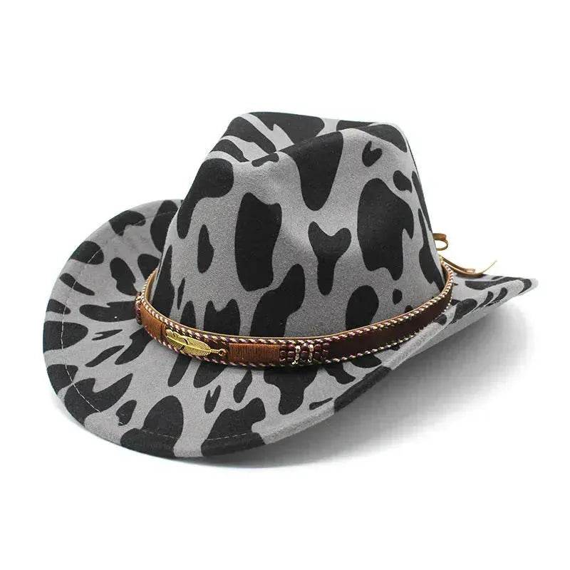 Western Style Camo Cowboy Hat Woolen Felt Cow Pattern Big Brim Wide Brim Denim Top Hat Camouflage Cowboy Cowgirl Hat - EX-STOCK Canada