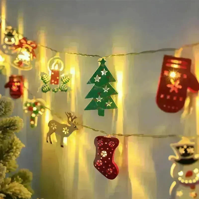Christmas LED Light String Santa Claus Elk Snowman Xmas Ornament String Light Christmas Decorations New Year Navidad Gift - EX-STOCK CANADA
