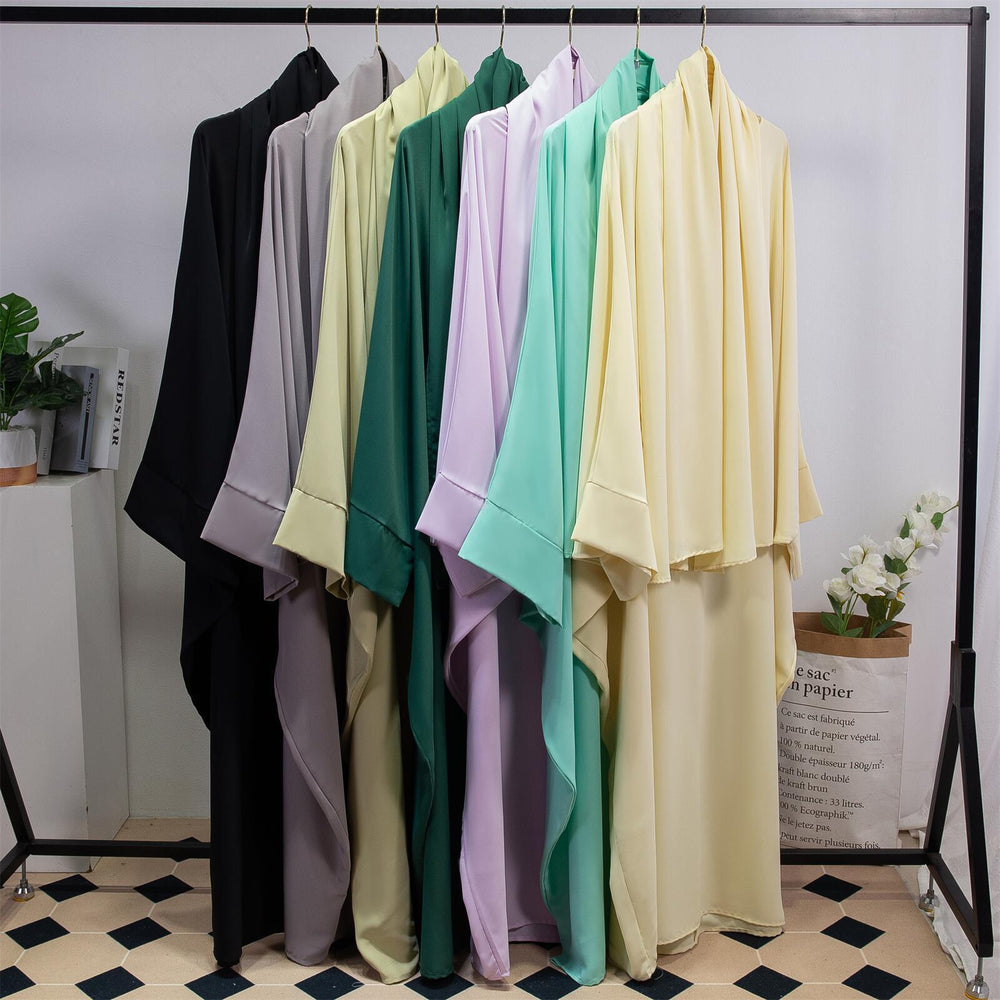Solid Color Arabic Dress Women's Robe With Headscarf - EX-STOCK Canada