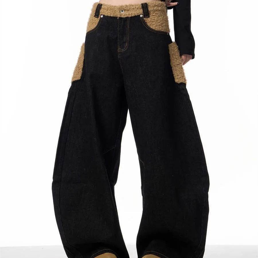 Retro Minority Design Inside-out Wear Stitching Baggy Jeans Pant For Women - EX-STOCK Canada