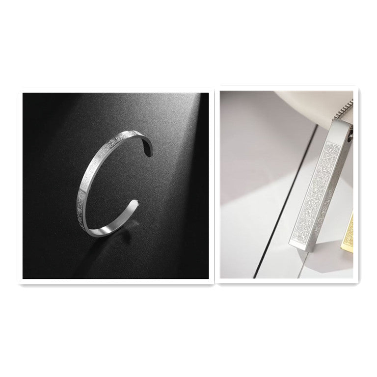 Collier et bracelet à disque arabe en acier inoxydable - EX-STOCK Canada