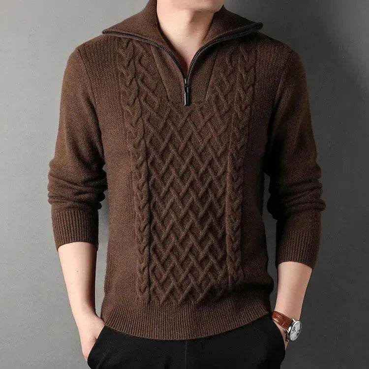 Men's Winter Fashion Half Zip Slim fit Knitted Woolen Pullover Sweater - EX-STOCK Canada