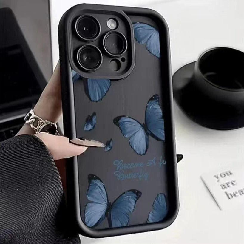 Blue Butterfly Printed Edging Drop-resistant Phone Case EX-STOCK Canada