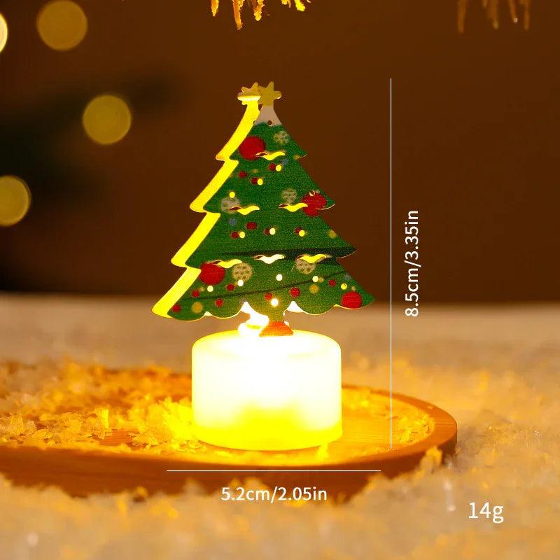 Bougies électroniques LED Lumières Arbres de Noël Père Noël Bonhommes de Neige Bougies Créatives Petites Veilleuses Ornements Décoratifs pour la MaisonEX-STOCK Canada