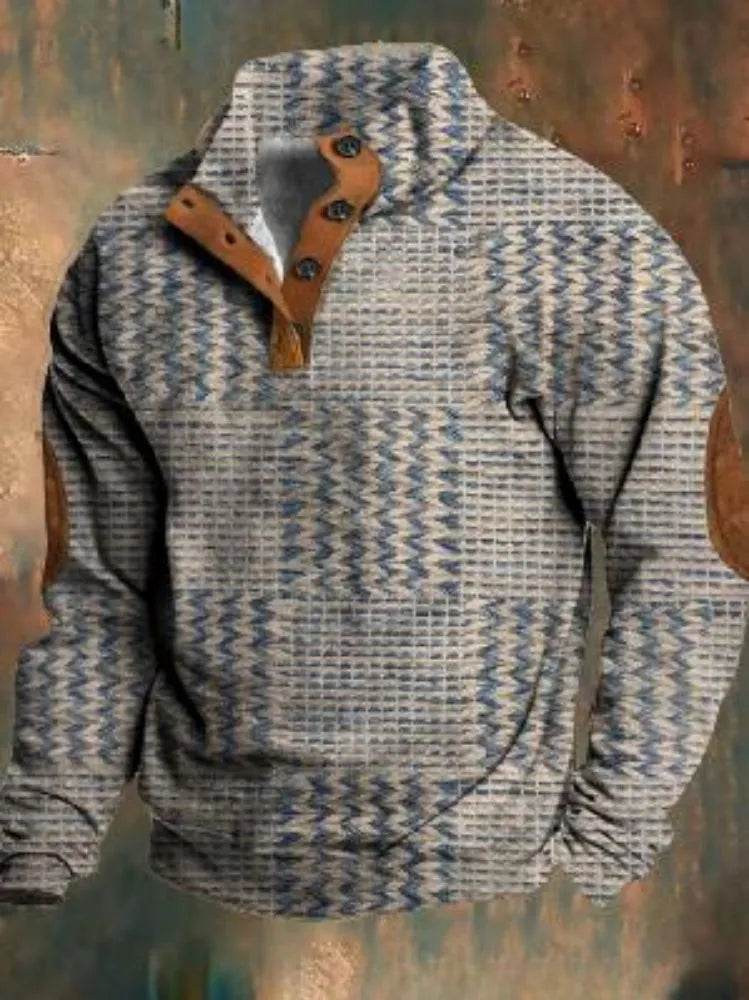 Half button Sweatshirt Men's Winter 3d Digital Printing Pullover Crew neck - EX-STOCK Canada