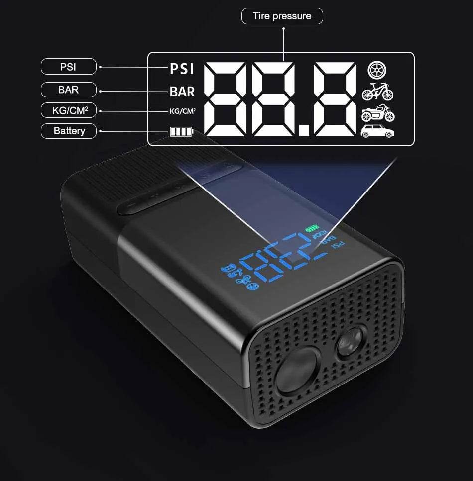 Inflatable Pump Air Compressor For Bicycle Car Boat Tire Inflator Portable Rechargeable - EX-STOCK Canada