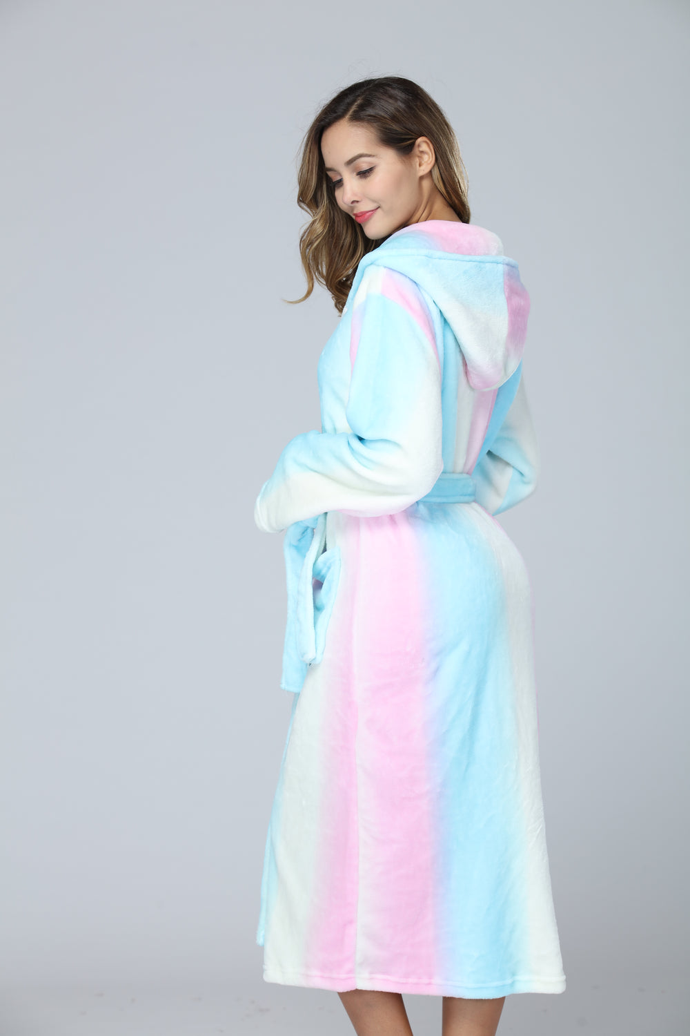 RONGTAI Womens Long Robes Plush Fleece Nightgown Thick Hooded Bathrobe With Pockets Fluffy Sleepwear For Men EX-STOCK Canada