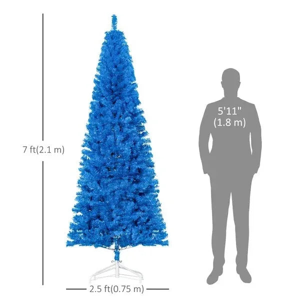 7FT Pencil Christmas Tree, Artificial Christmas Tree With Automatic Open For Home Party, Blue EX-STOCK Canada