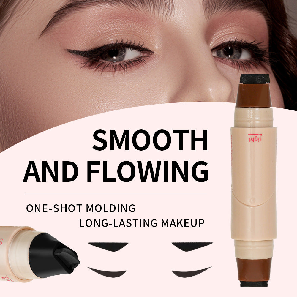 Cosmetic product with a brush on a white background, labeled 'Smooth and Flowing'.