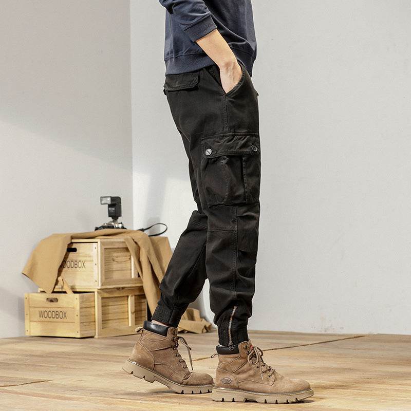 New Retro Ankle-tied Loose Overalls Versatile Casual Cargo Pant men - EX-STOCK Canada