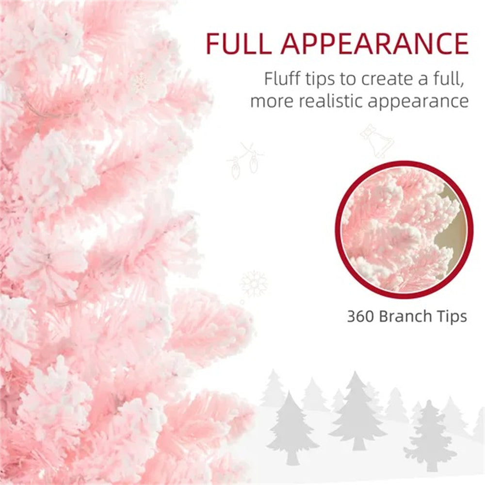 6' Flocked Christmas Trees, Pencil Prelit Artificial Christmas Tree With Snow Branches EX-STOCK Canada