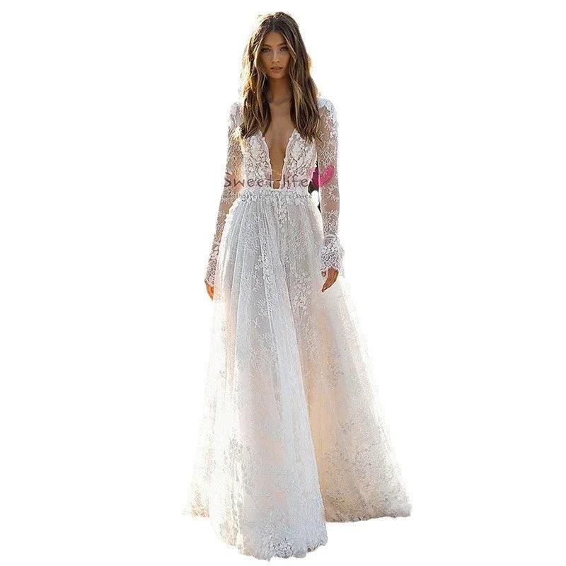Women's Wedding Dress Lace Long Sleeve Dinner Party Gown EX-STOCK Canada