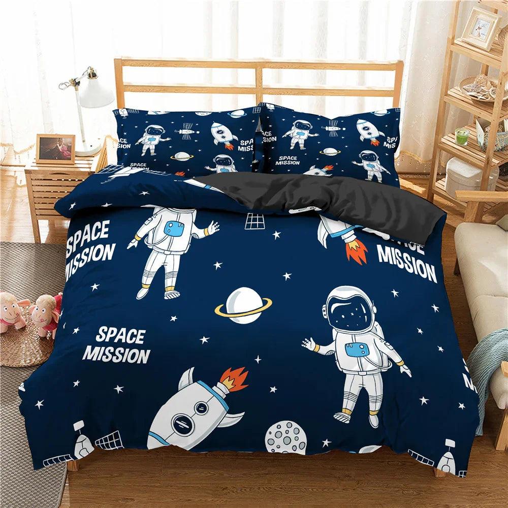 Cartoon Bedding Set Aerospace Astronaut Duvet Cover Quilt Cover Double Bed EX-STOCK Canada