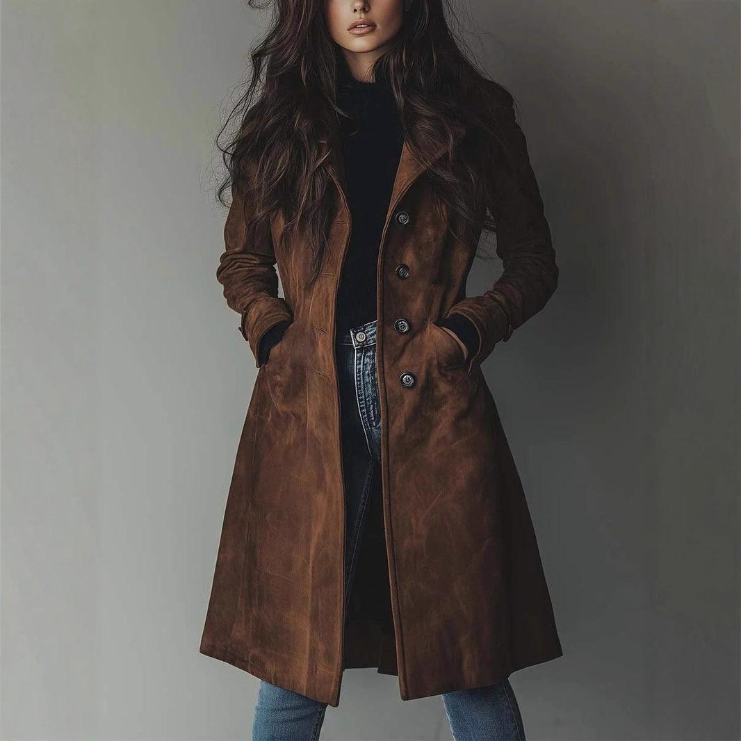 Womens Western Style Long Trench Coat For Fall And Winter EX-STOCK Canada